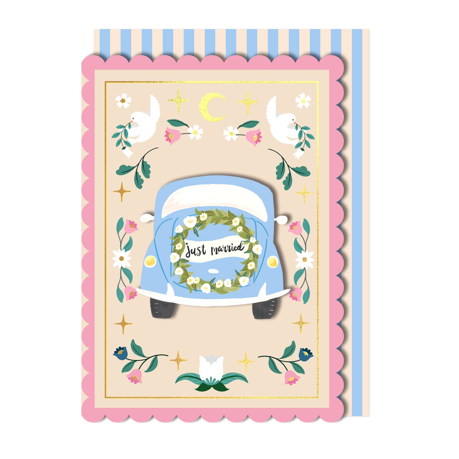Just Married, Something Blue, Handmade Wedding Greeting Card