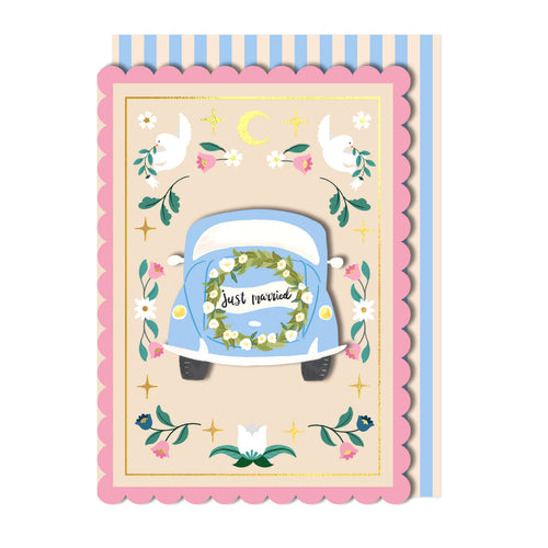 Just Married, Something Blue, Handmade Wedding Greeting Card