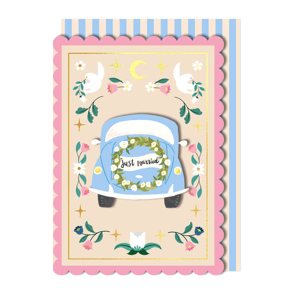 Just Married, Something Blue | Handmade Wedding Greeting Card