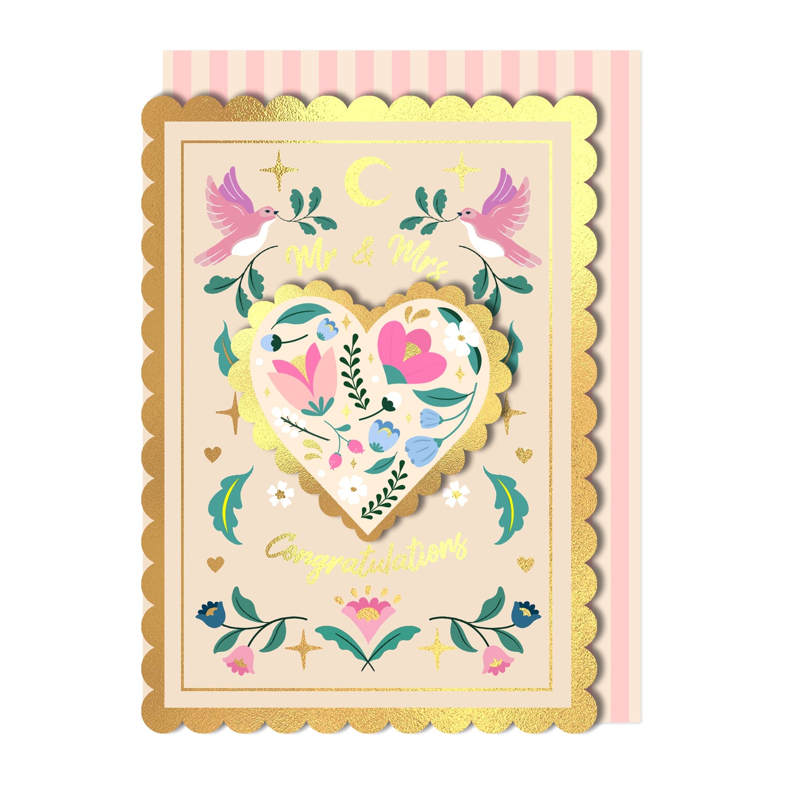 Congratulations Mr & Mrs, Handmade Wedding Greeting Card