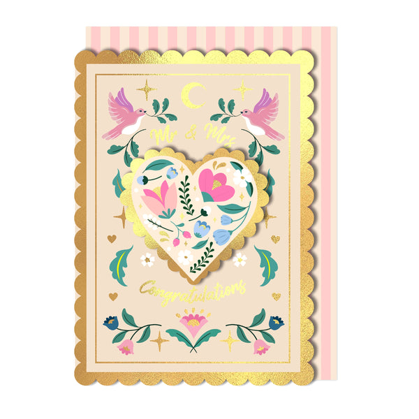 Congratulations Mr & Mrs | Handmade Wedding Greeting Card