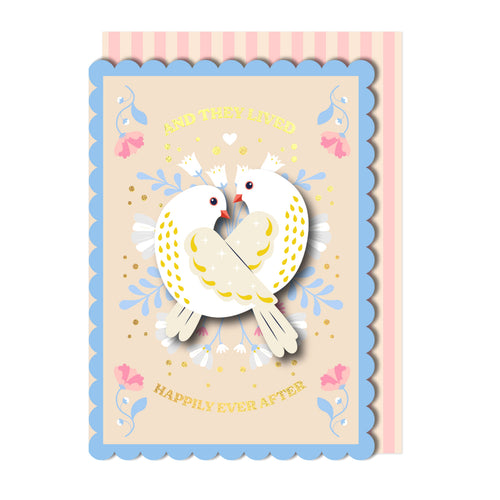 They Lived Happily Ever After, Handmade Wedding Greeting Card