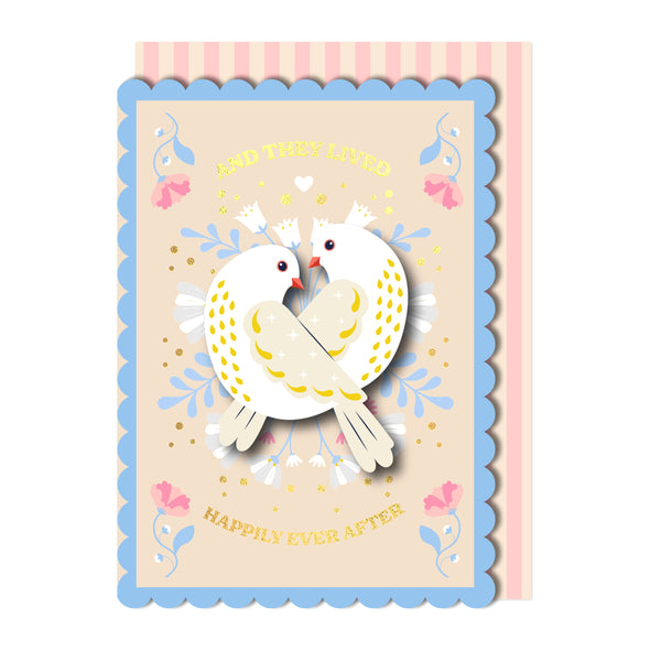 They Lived Happily Ever After, Handmade Wedding Greeting Card