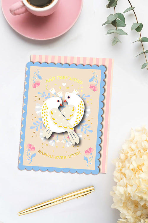 They Lived Happily Ever After, Handmade Wedding Greeting Card