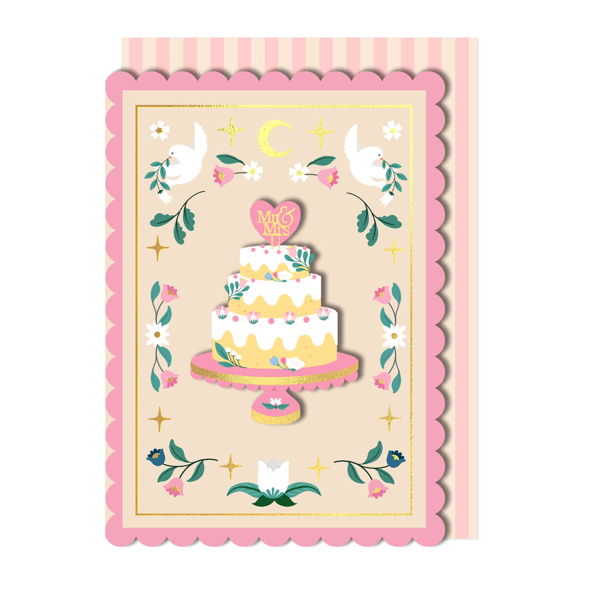Mr & Mrs Wedding Cake, Handmade Greeting Card
