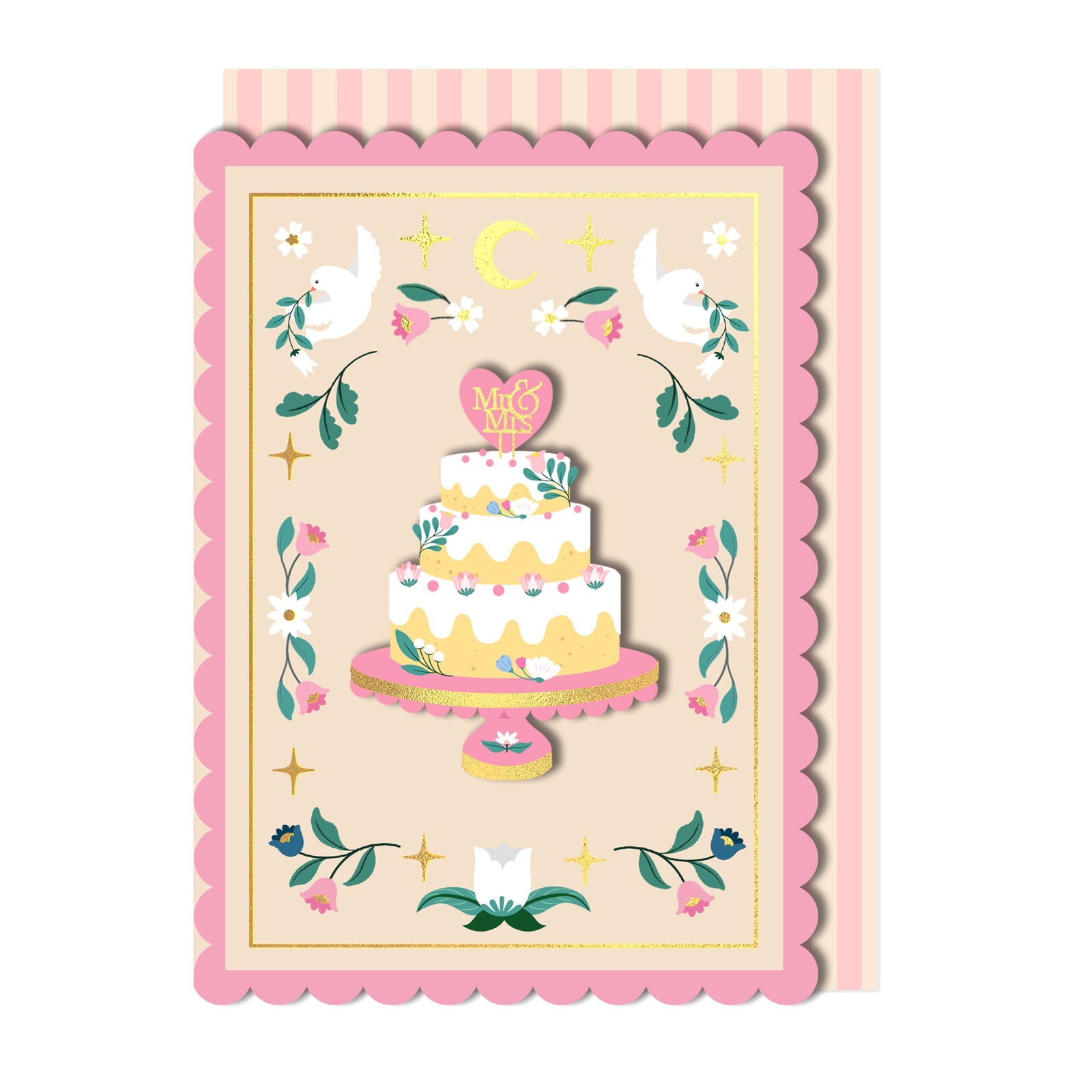 Mr & Mrs Wedding Cake, Handmade Greeting Card