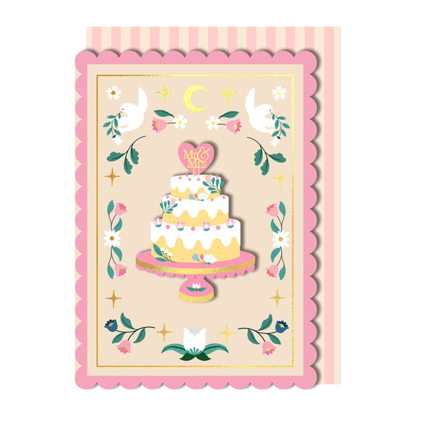 Mr & Mrs Wedding Cake, Handmade Greeting Card