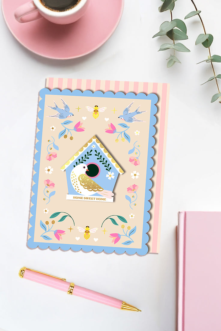 Home Sweet Home, Birdhouse, Handmade Greeting Card