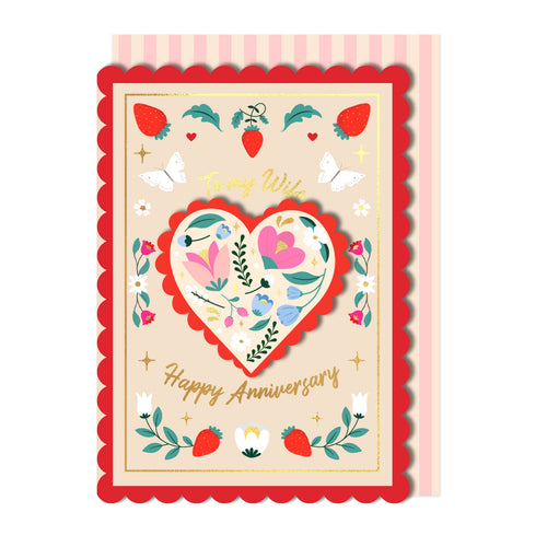 To My Wife, Happy Anniversary, Handmade Greeting Card