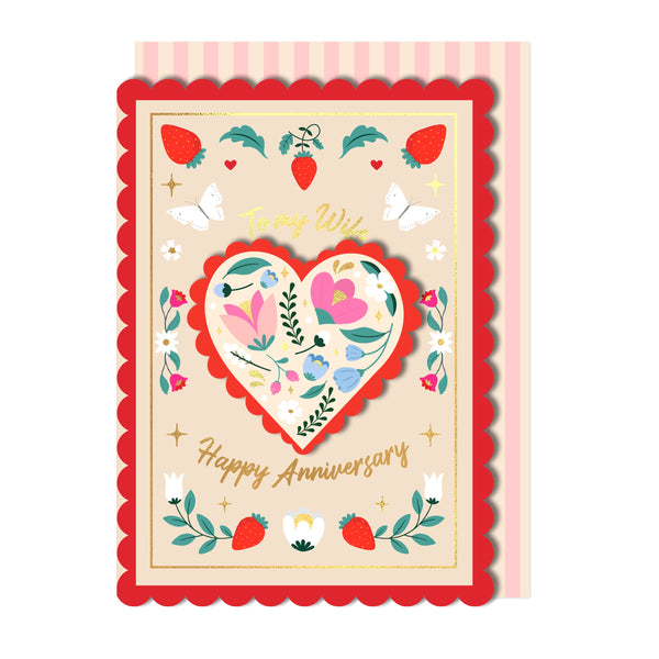 To My Wife, Happy Anniversary, Handmade Greeting Card