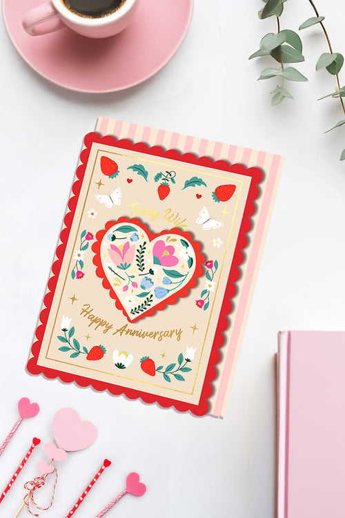 To My Wife, Happy Anniversary, Handmade Greeting Card