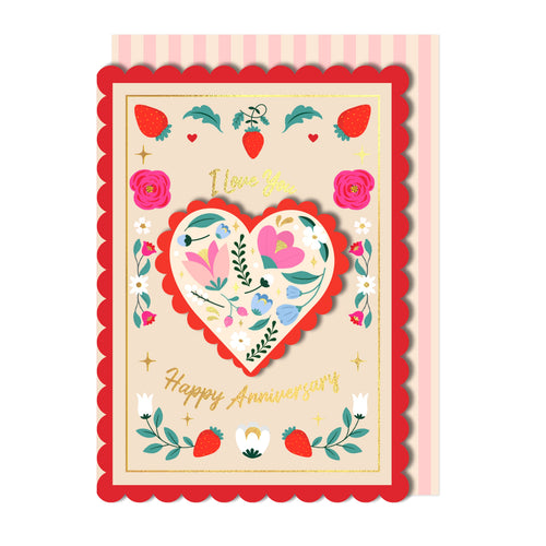 I Love You, Happy Anniversary, Handmade Greeting Card
