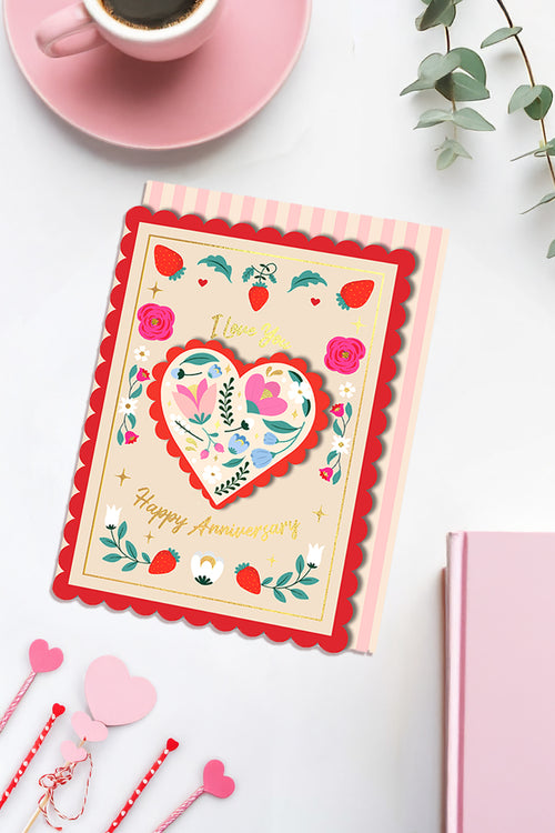I Love You, Happy Anniversary, Handmade Greeting Card