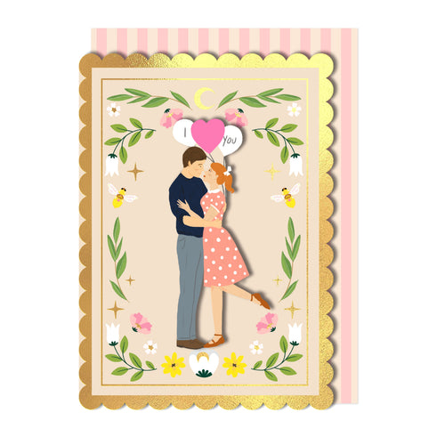 I Love You Couple Kissing, Handmade Greeting Card