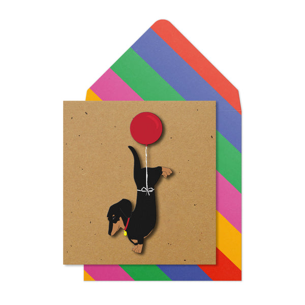 Dachshund Balloon | Handmade Greeting Card