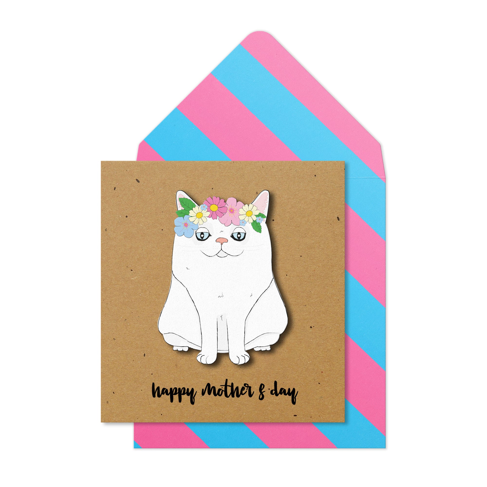 Happy Mothers Day White Cat