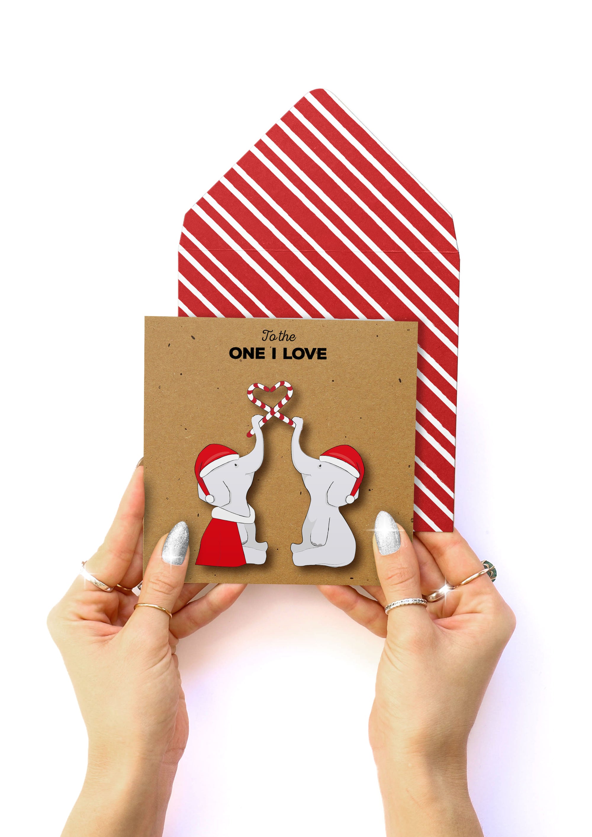 To the One I Love Christmas Elephants Greeting Card