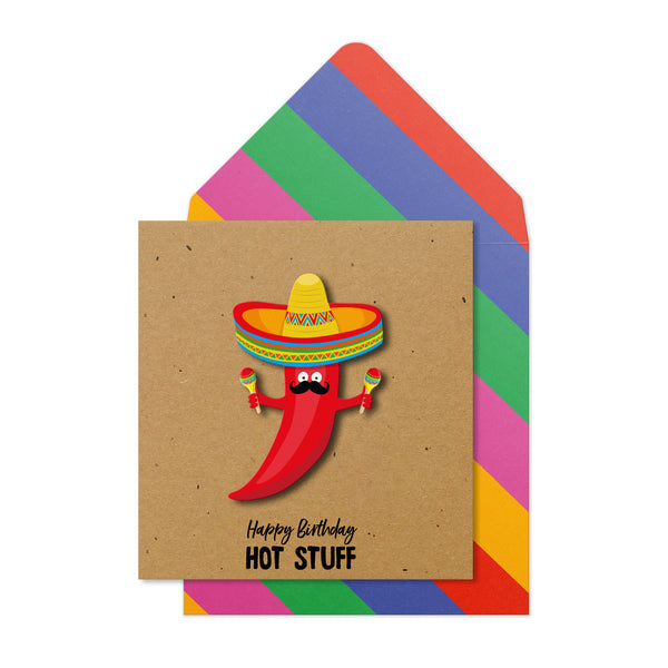 Happy Birthday Hot Stuff | Handmade Greeting Card