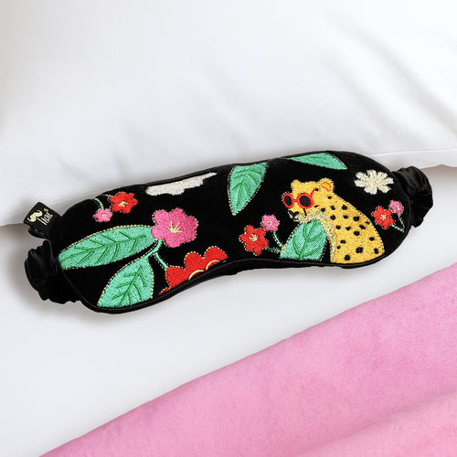 Embroidered Cheetah Eye Mask