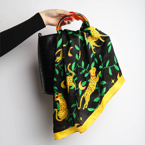 Silk Leopard Head Scarf