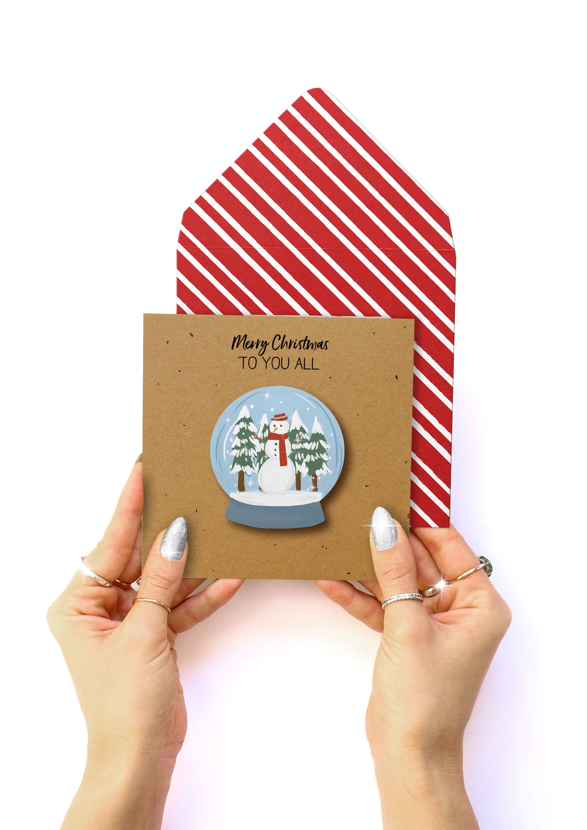 Merry Christmas Snow Globe Handmade Greeting Card