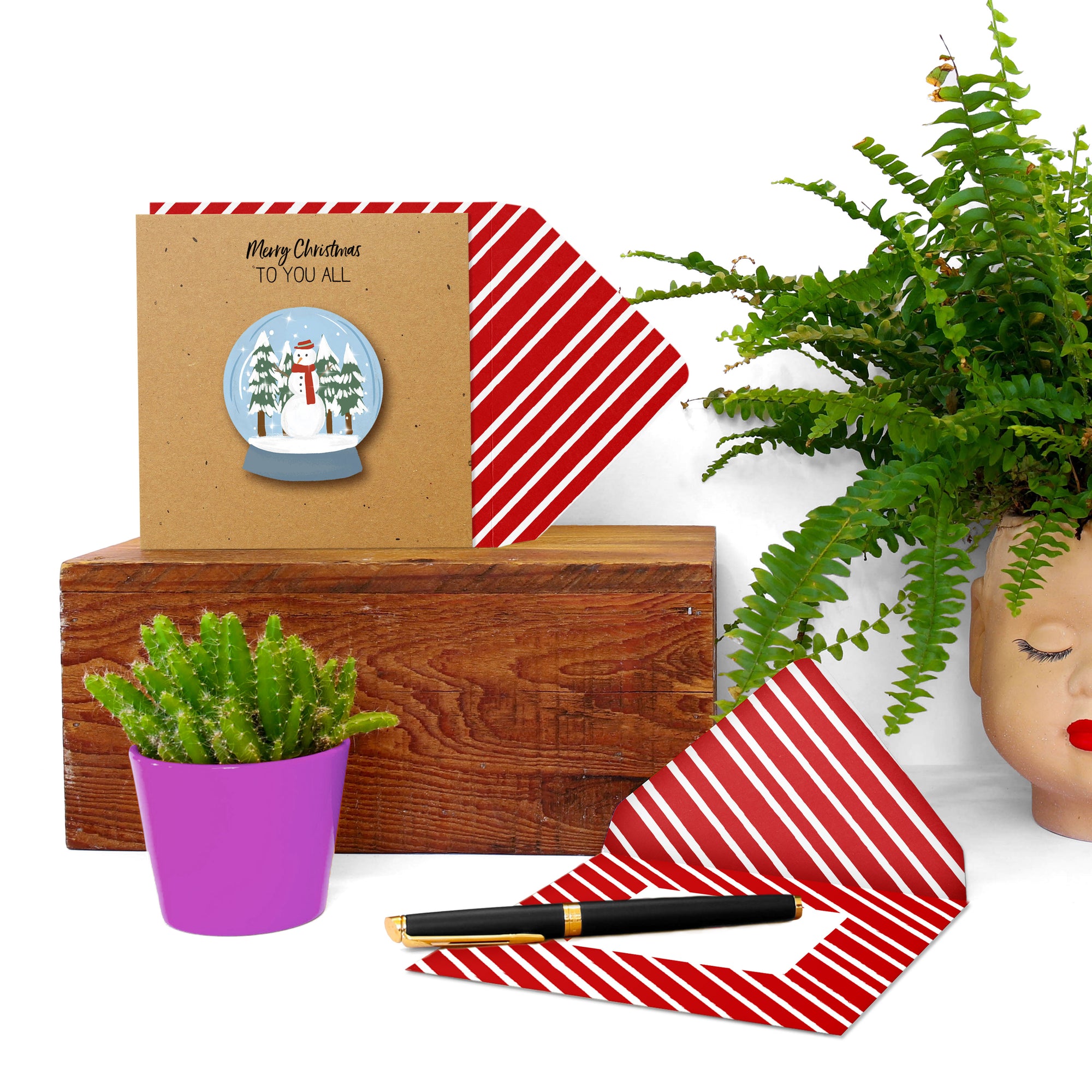 Merry Christmas Snow Globe Handmade Greeting Card