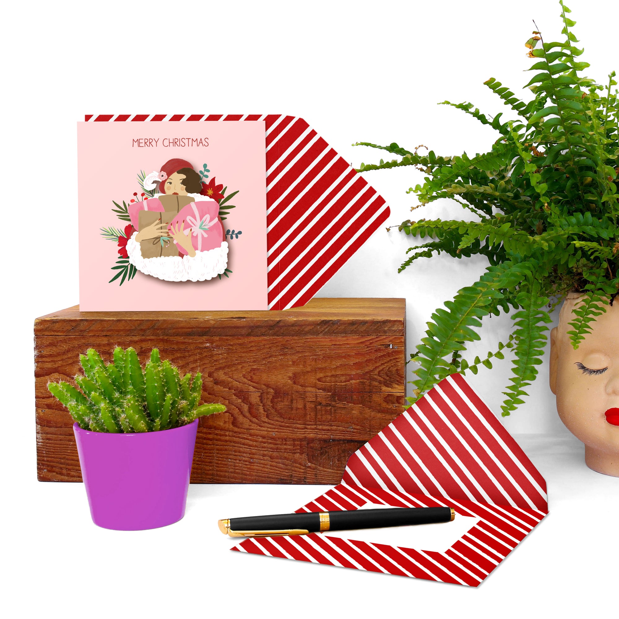 Christmas Shopping Handmade Greeting Card