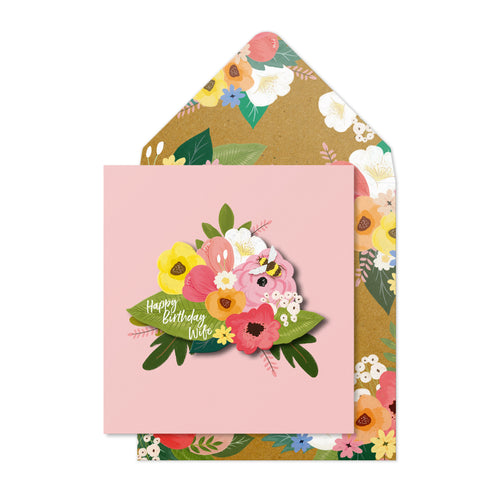 Happy Birthday Wife, Handmade Greeting Card