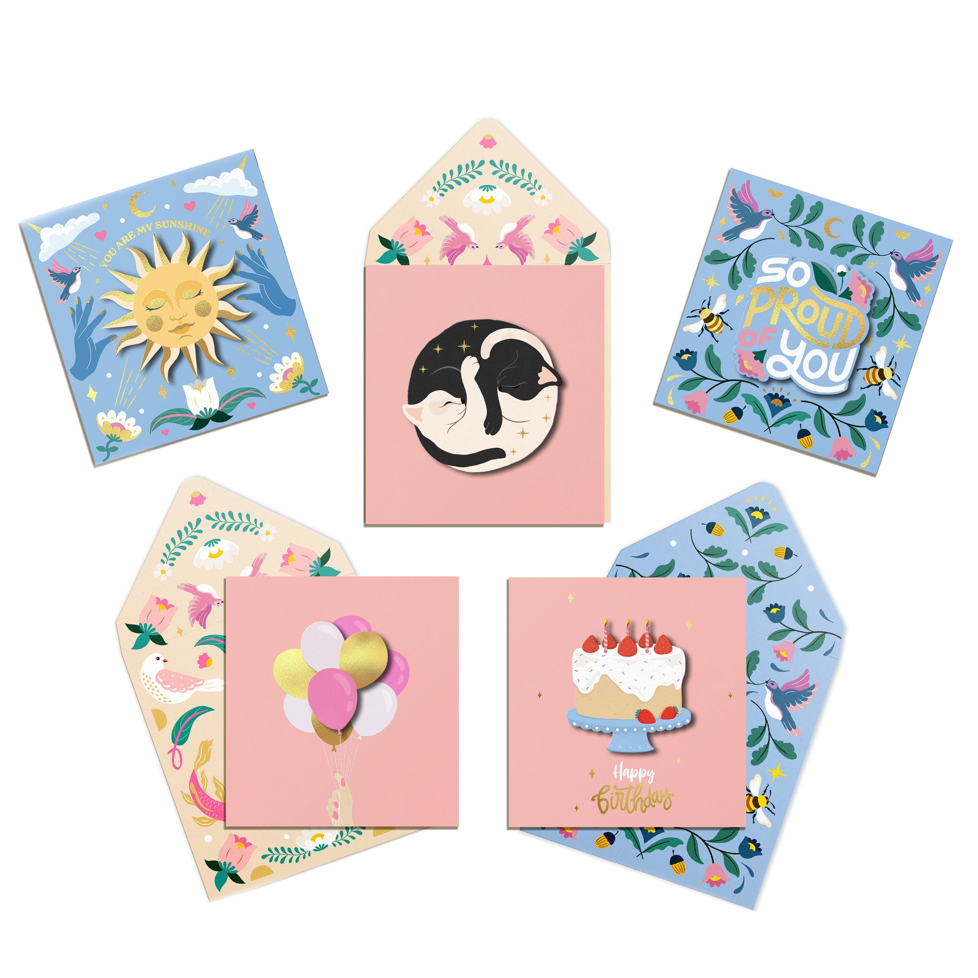 Wild Moon – Bundle of 5 Handmade Birthday Cards
