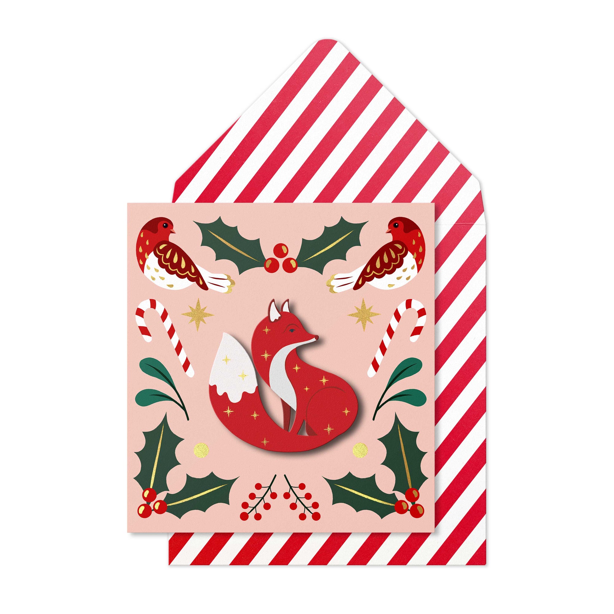 Christmas Festive Fox Handmade Greeting Card