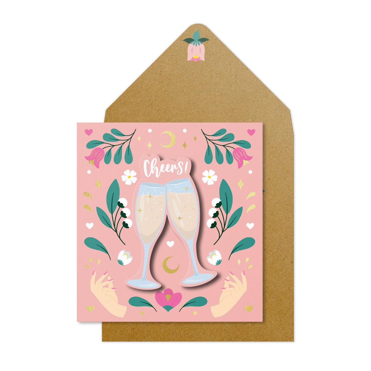 Cheers Champagne Flutes | Handmade Greeting Card