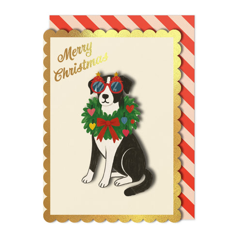 Christmas Dog Greeting Card | Premium UK Handmade Card