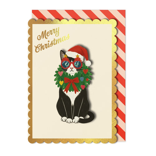 Christmas Cat Greeting Card | Premium UK Handmade Card