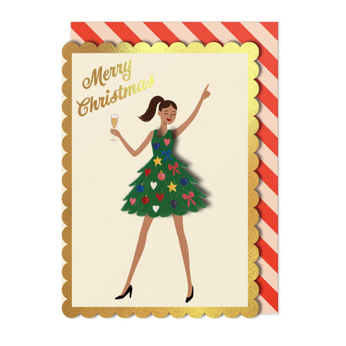 Christmas Tree Dress Greeting Card | Premium UK Handmade Card