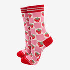 Pink & Red Checked Strawberry Bamboo Socks