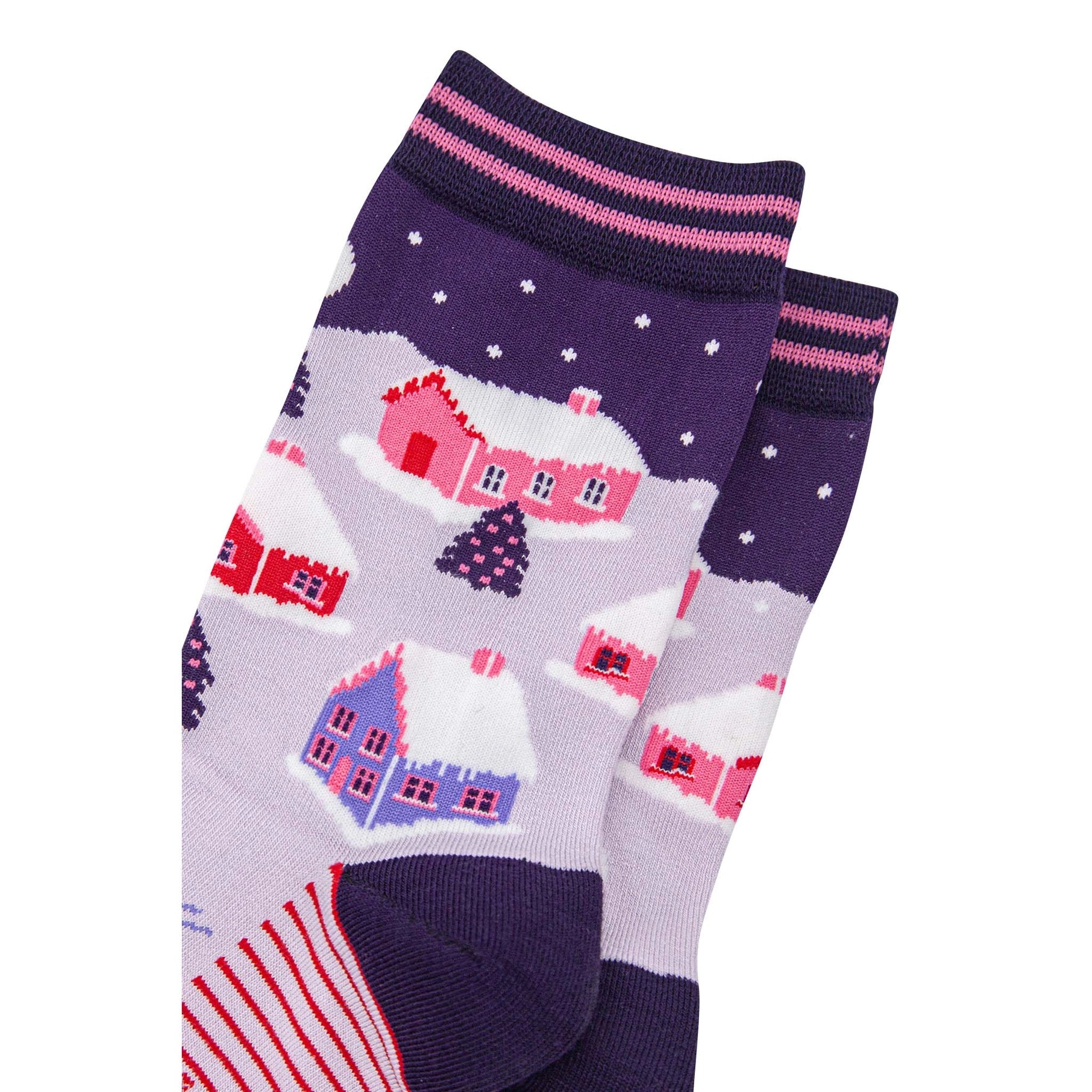 Women's Bamboo Socks - Navy Blue, Winter Village