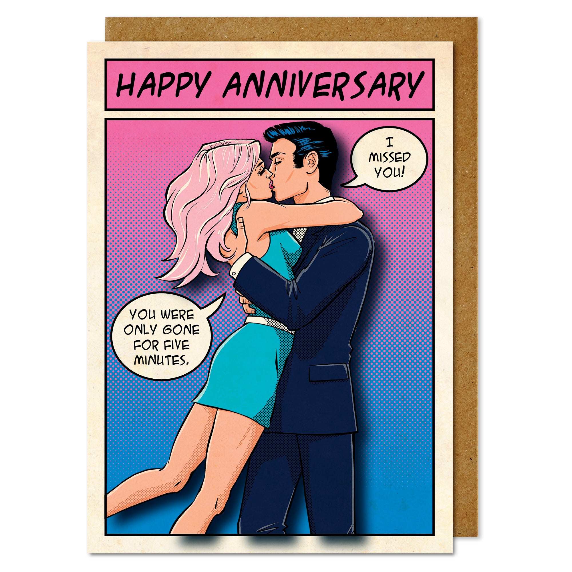 Happy Anniversary' Comic Couple Kiss