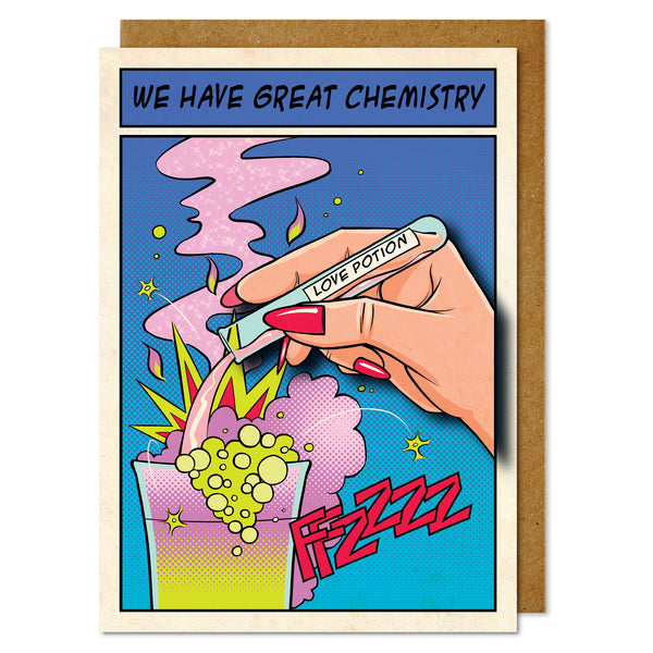 Love Potion Pun, 'We have great Chemistry' | Handmade Greeting Card