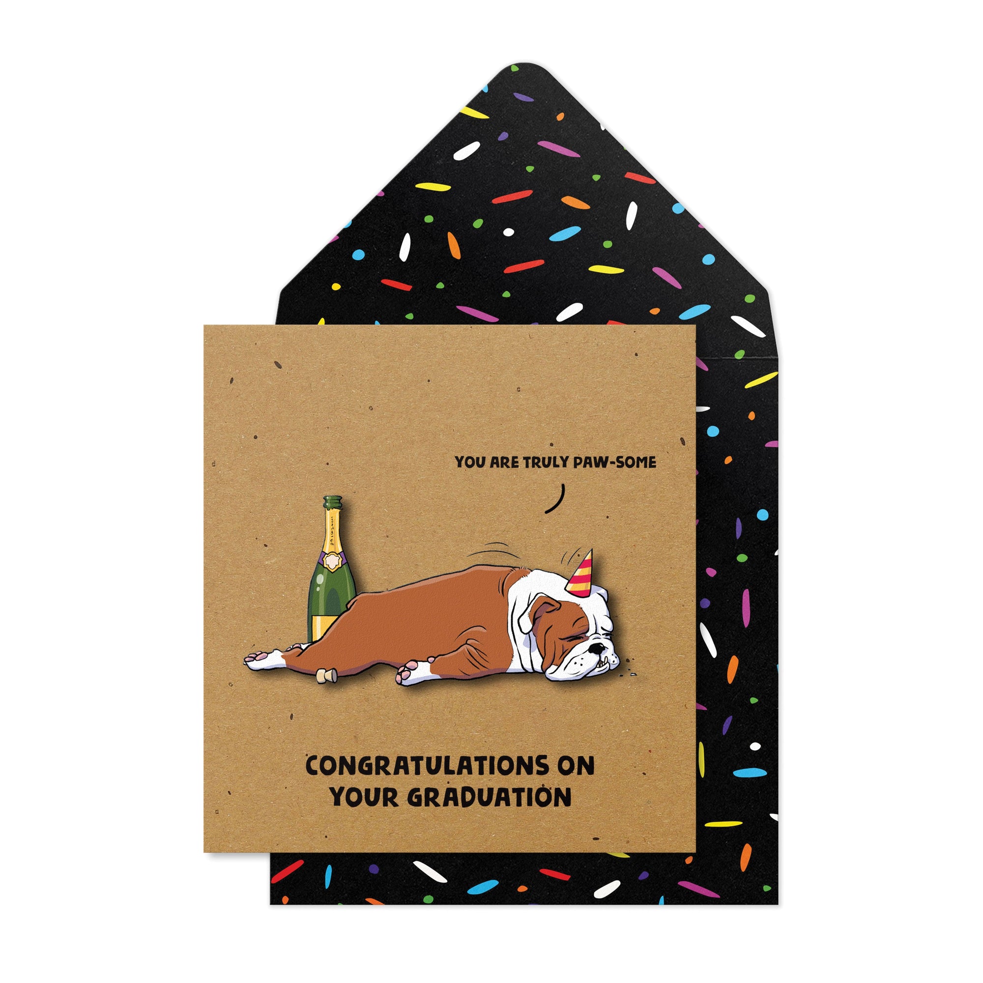 Graduation Bulldog, Handmade Greeting Card