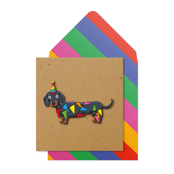 Party Dachshund | Handmade Greeting Card