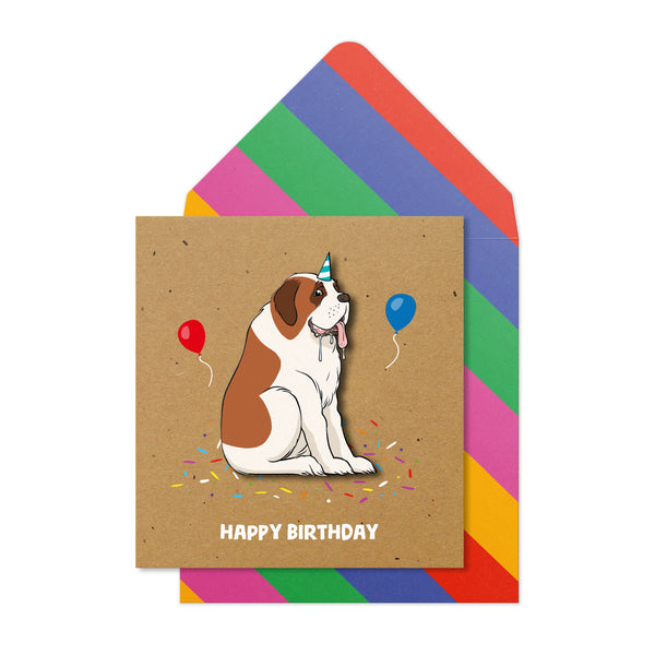 Happy Birthday St. Bernard, Handmade Greeting Card