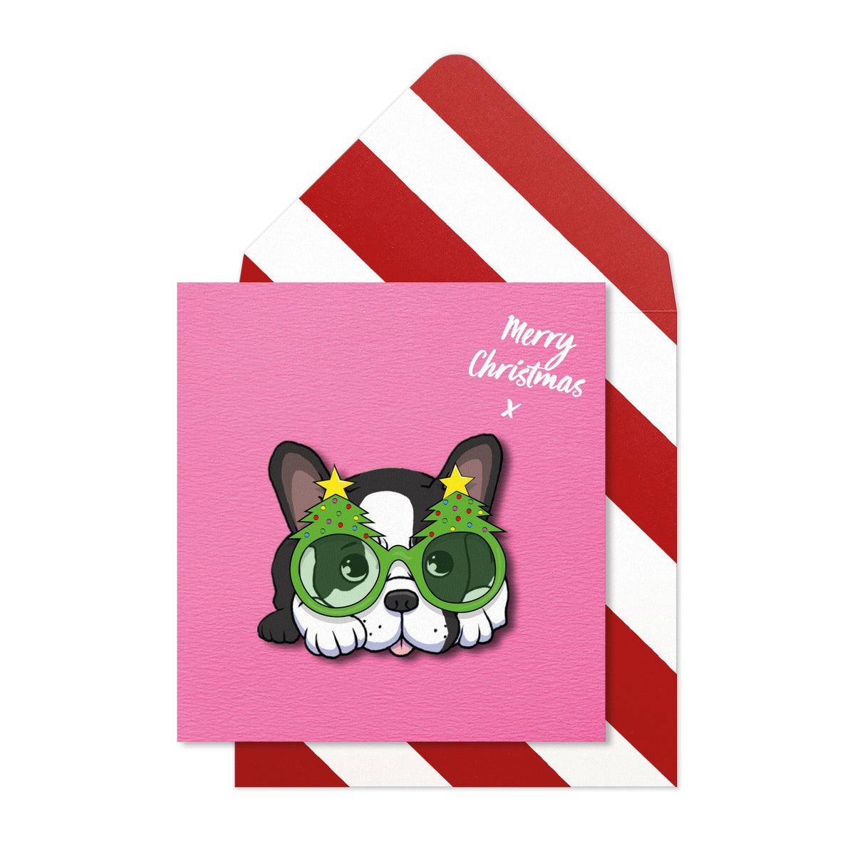 Merry Christmas Cute French Bulldog | Handmade Greeting Card