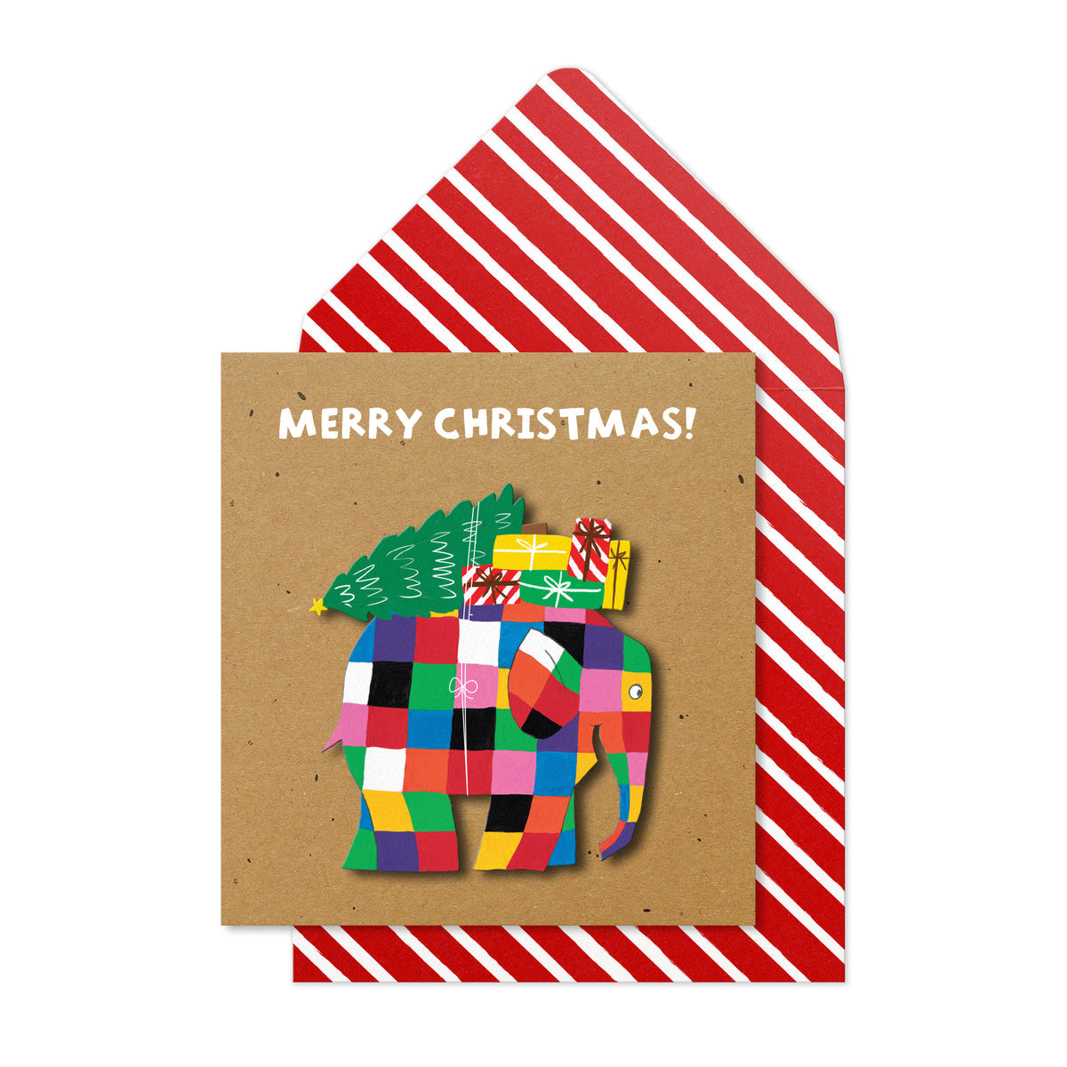 Elmer the Elephant, Christmas Tree | Handmade Greeting Card