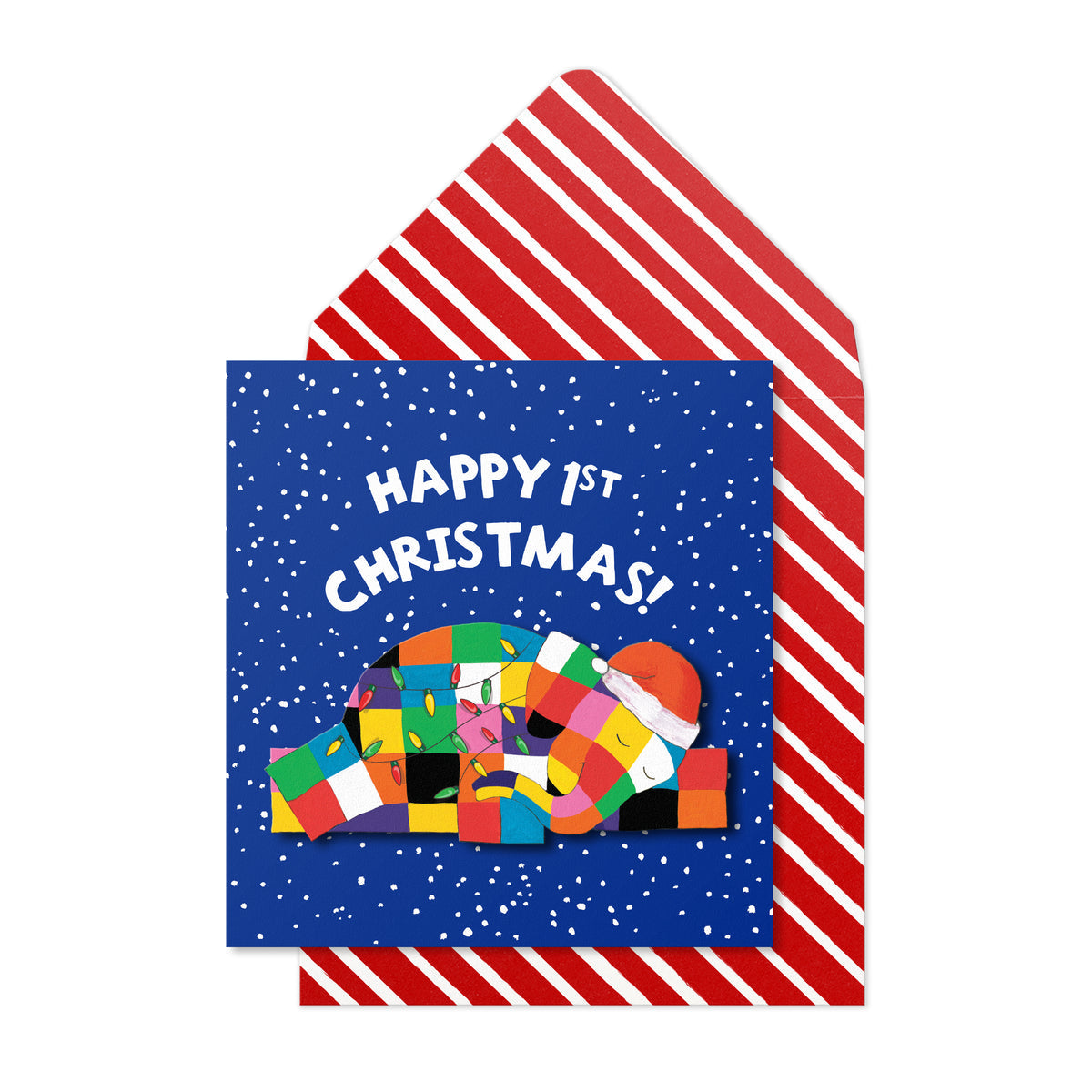 Elmer the Elephant Happy 1st Christmas | Handmade Greeting Card