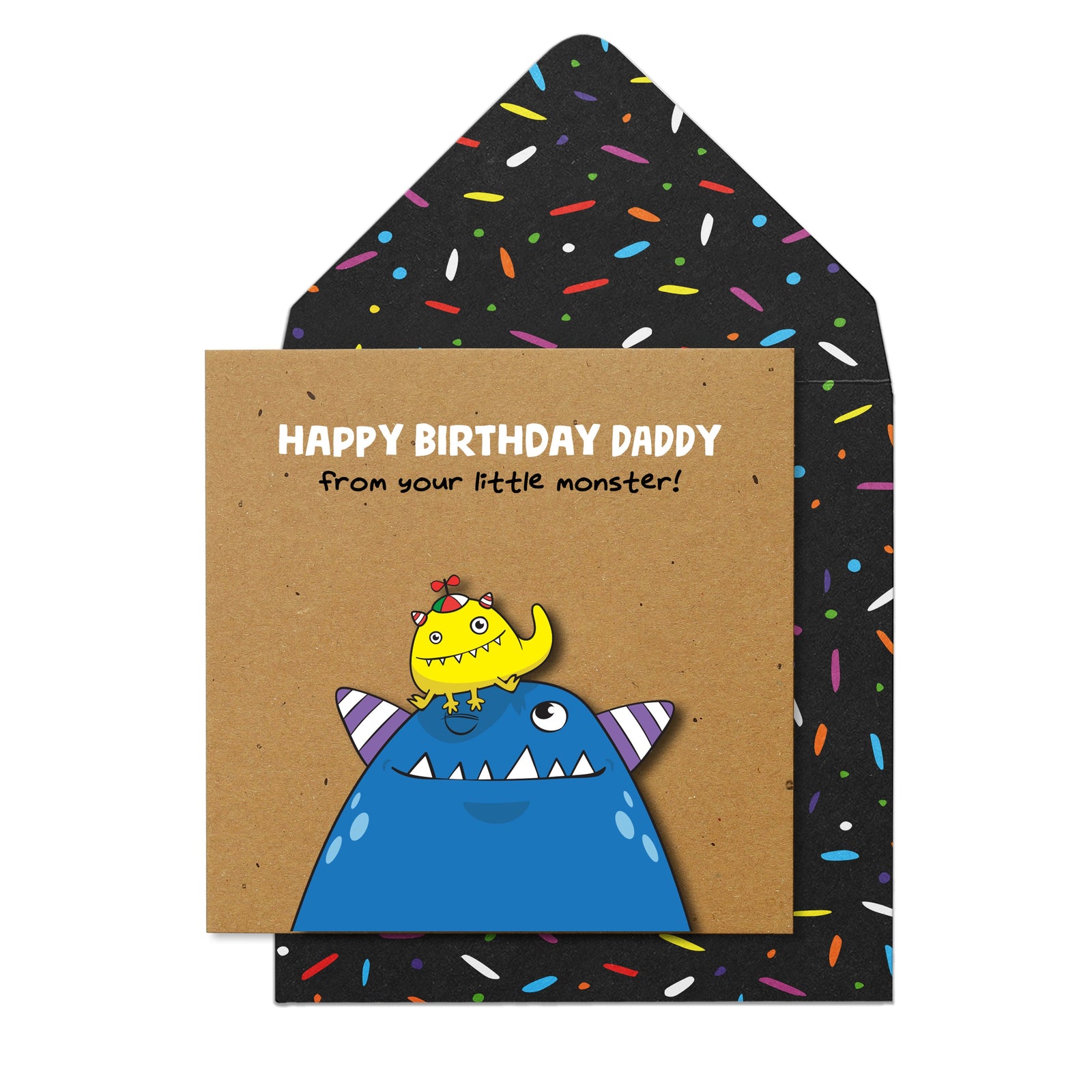 Happy Birthday Daddy Monsters, Handmade Greeting Card