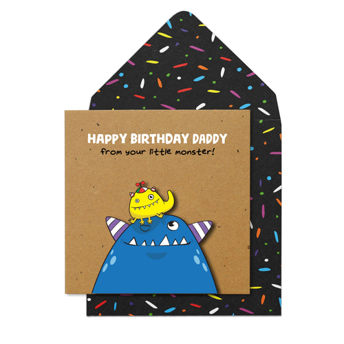 Happy Birthday Daddy Monsters, Handmade Greeting Card