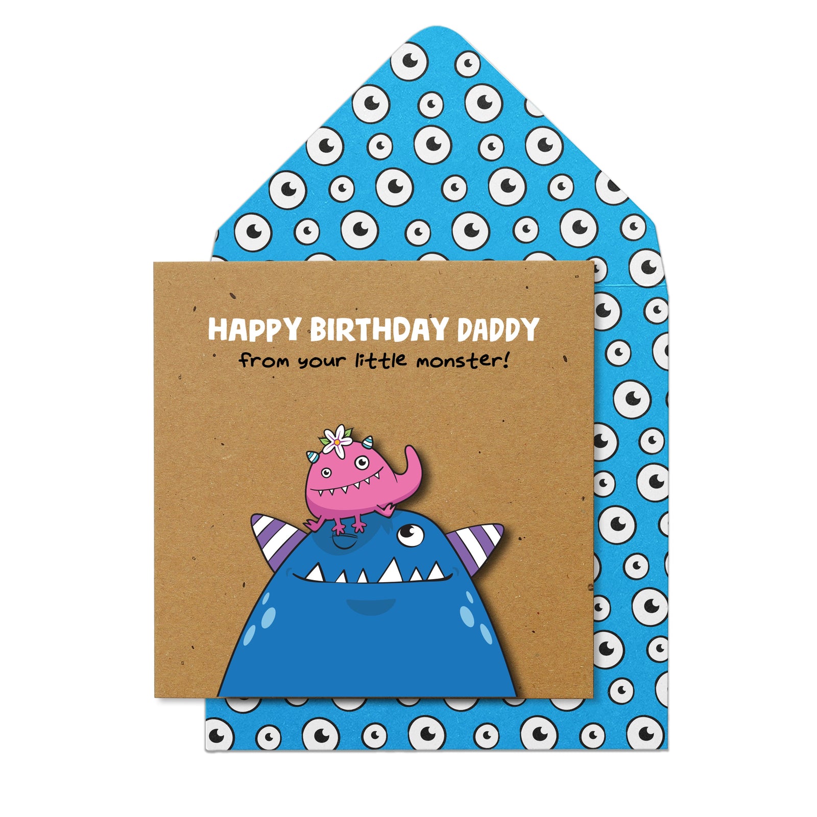 Happy Birthday Daddy Monsters, Handmade Greeting Card