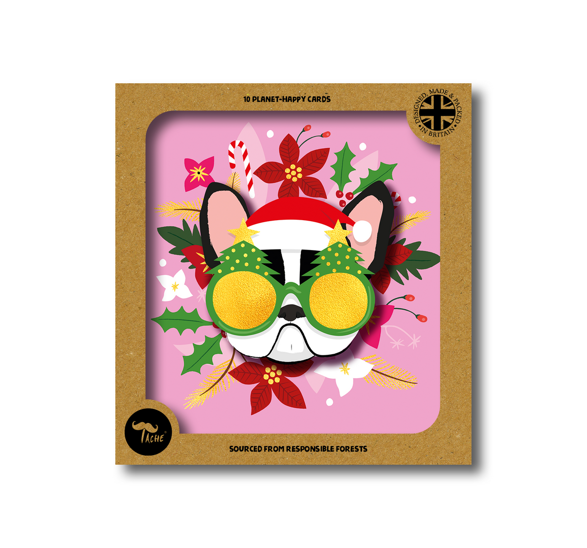 Christmas Frenchie Dog with Sunnies, 10pk box