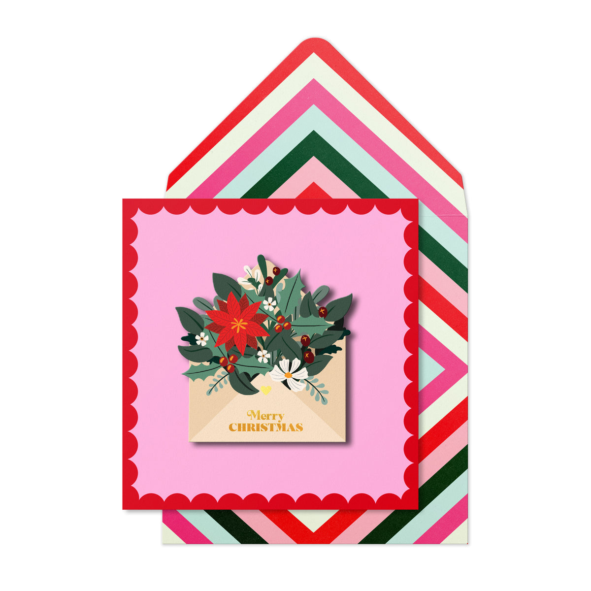 Merry Christmas 3D Floral Envelope | Handmade Greeting Card