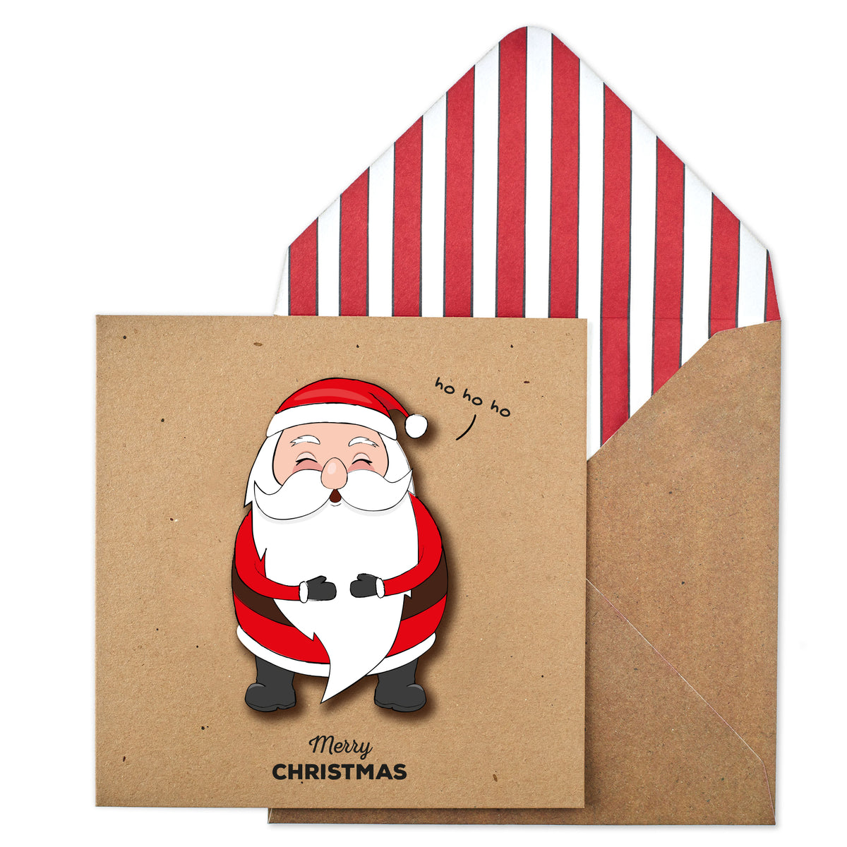 Laughing Santa Claus, Handmade Greeting Card